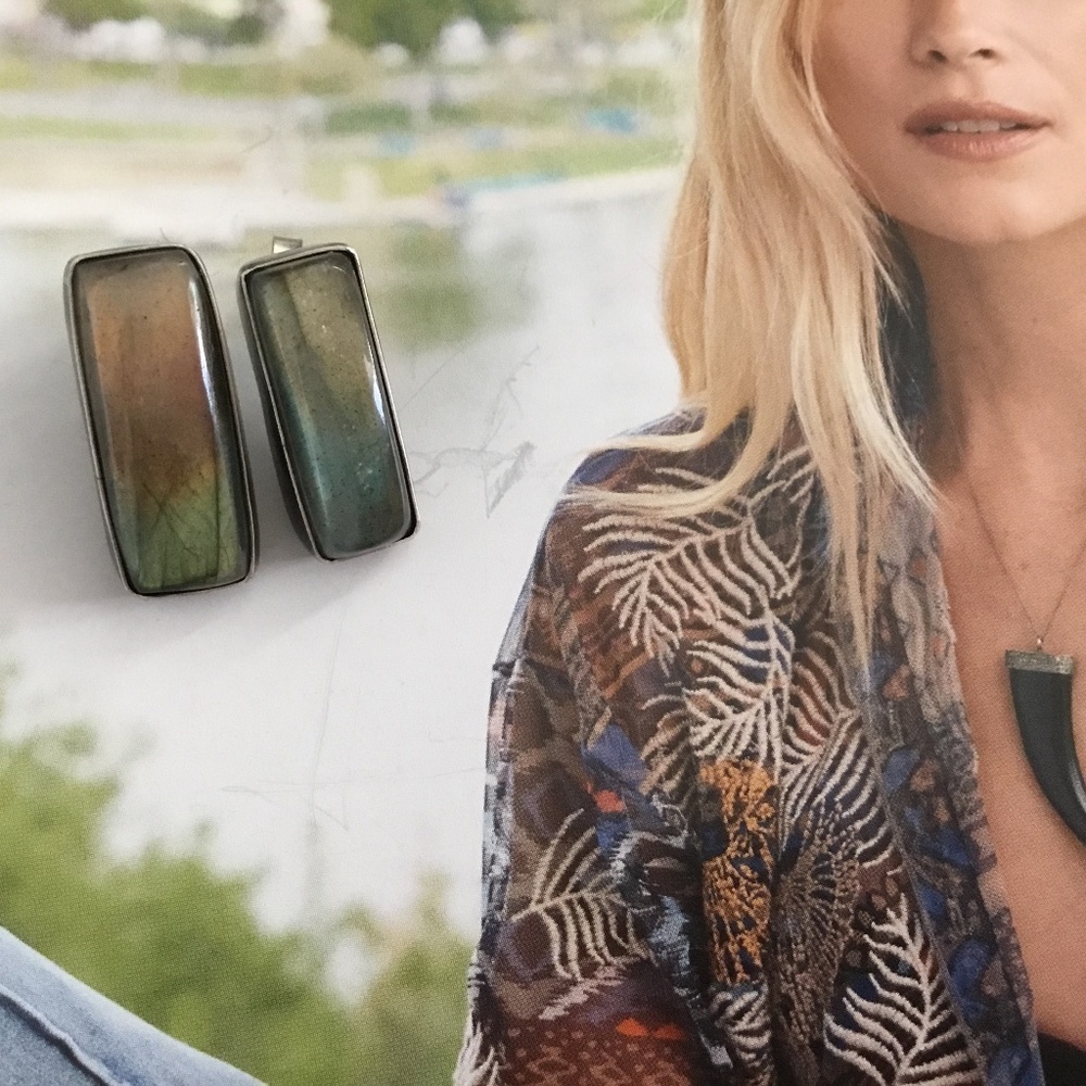 Mercury Orchid Artisan "Light in the Forest" Labradorite Earrings are NWOT!!